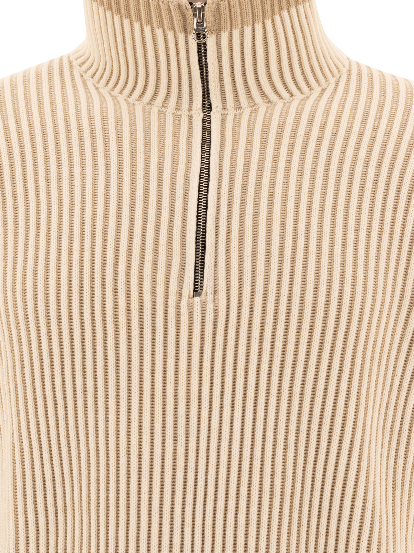 STONE ISLAND Beige Vanisé half-zip sweater